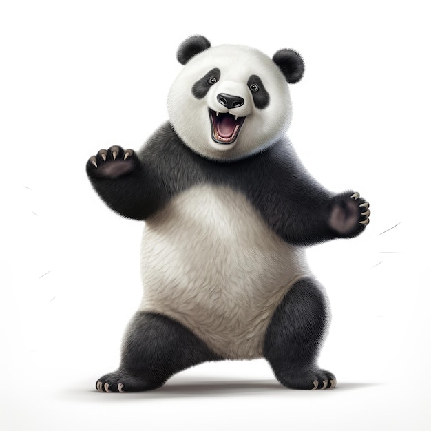 Panda feliz en fondo blanco Imagen generada por IA