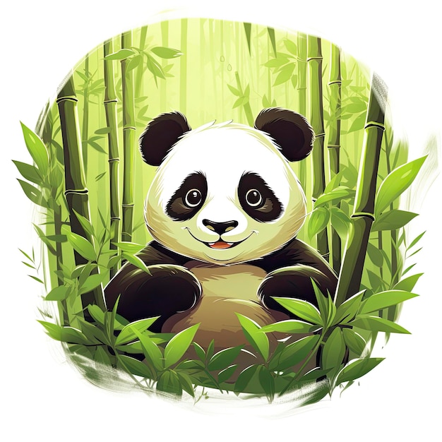 Panda fofo no meio de uma floresta de bambu Design de camiseta