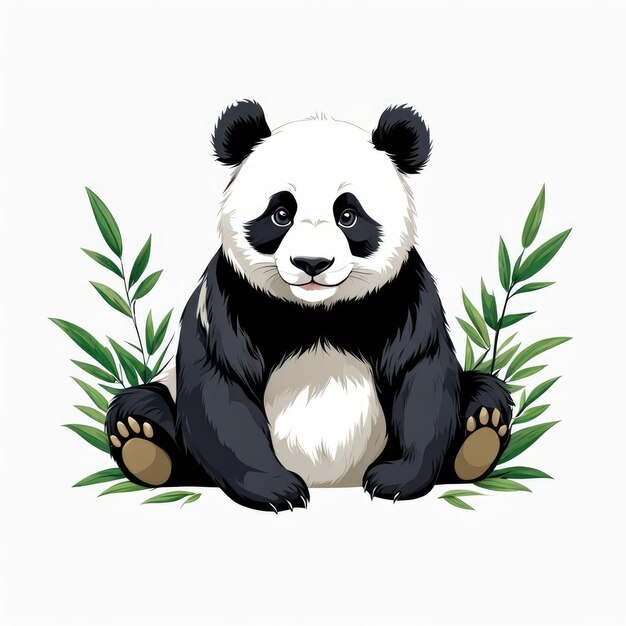 panda en un fondo blanco aislado