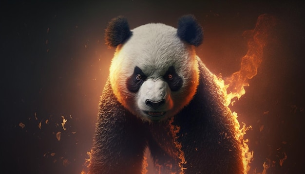 panda de fuego enojado