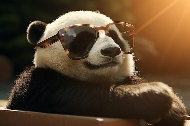 un panda con gafas de sol y un par de gafas de Sol