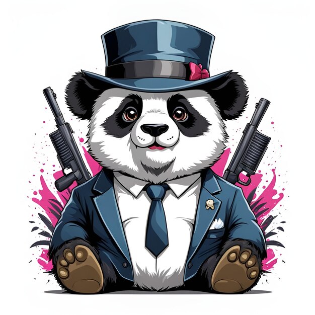 Panda gangster mascote esport design de logotipo