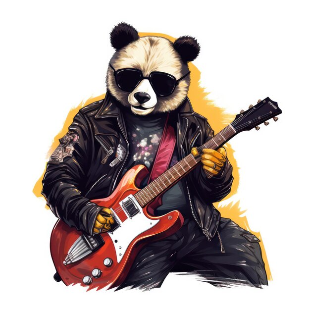 Un panda genial con gafas de sol y una chaqueta de cuero