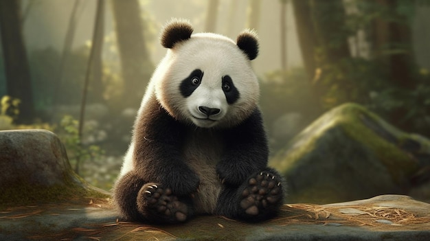 Un panda gigante en el bosque de bambúgenerativo ai