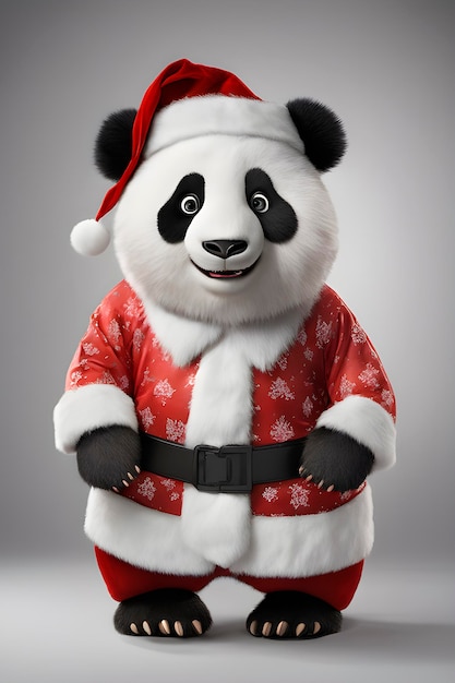 El panda gracioso con el disfraz de Papá Noel