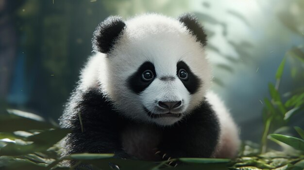 Panda im Waldhintergrund Generative KI