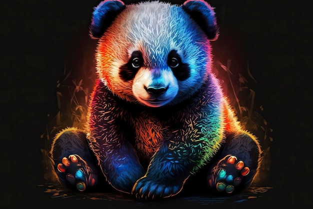 Panda in Neonfarben Generative KI