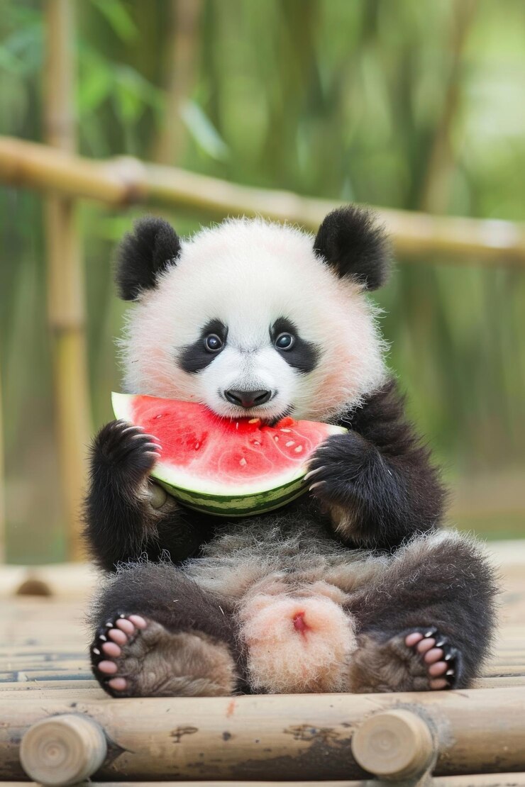 Foto panda en el jardín