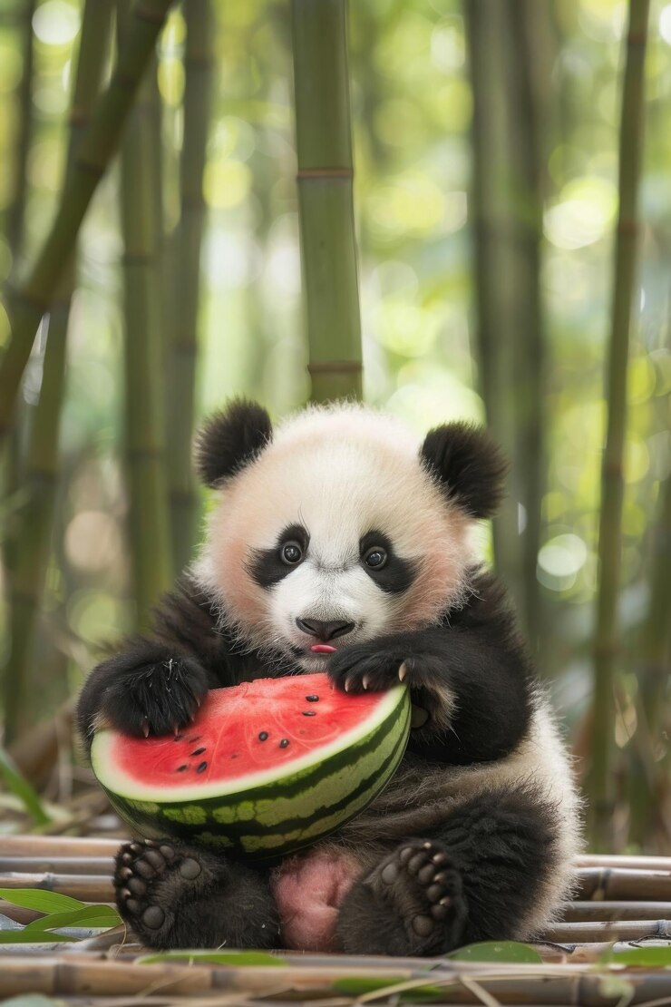 Foto panda en el jardín