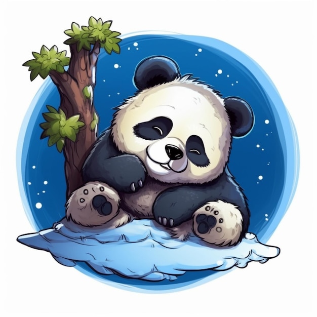 Panda en la jungla Lindo personaje de dibujos animados