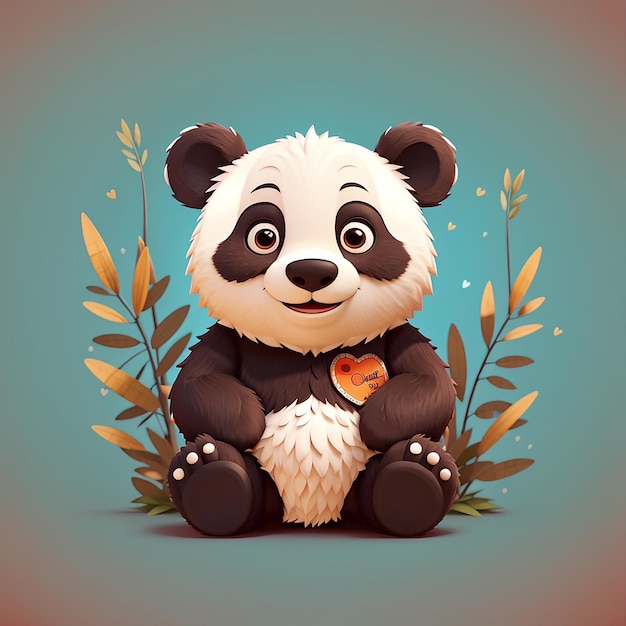 Panda Love Vector Icon Illustration Tier und großes Herz Icon Konzept Isolierter Premium Vector Flach Cartoon-Stil