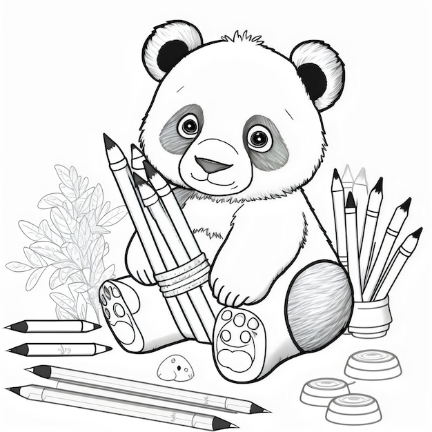 Panda-Malbuchseite für Kinder