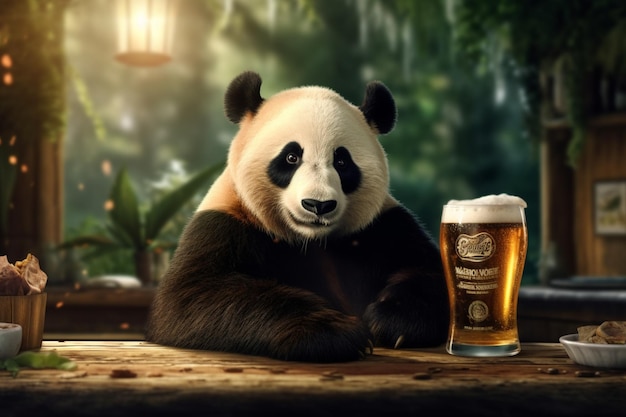 Panda mit Bier Generative KI