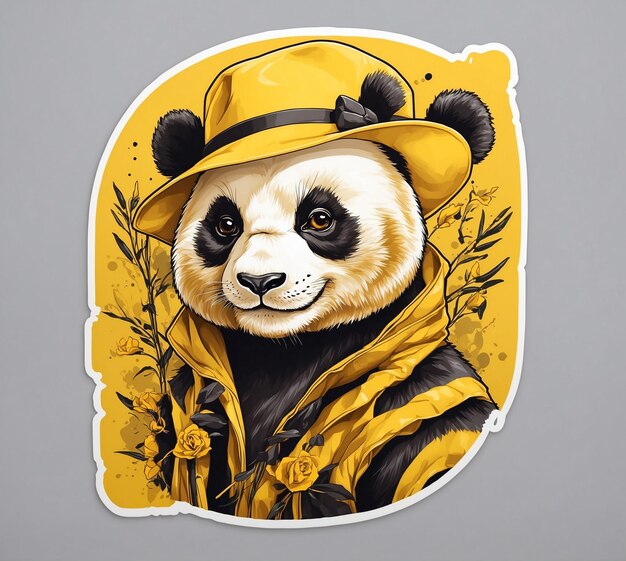 Panda mit gelbem Hut und Schal Vektorillustration