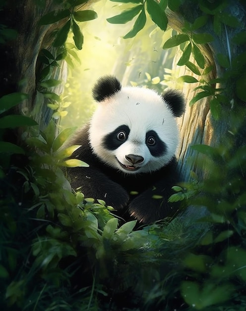 Panda na floresta papéis de parede e imagens