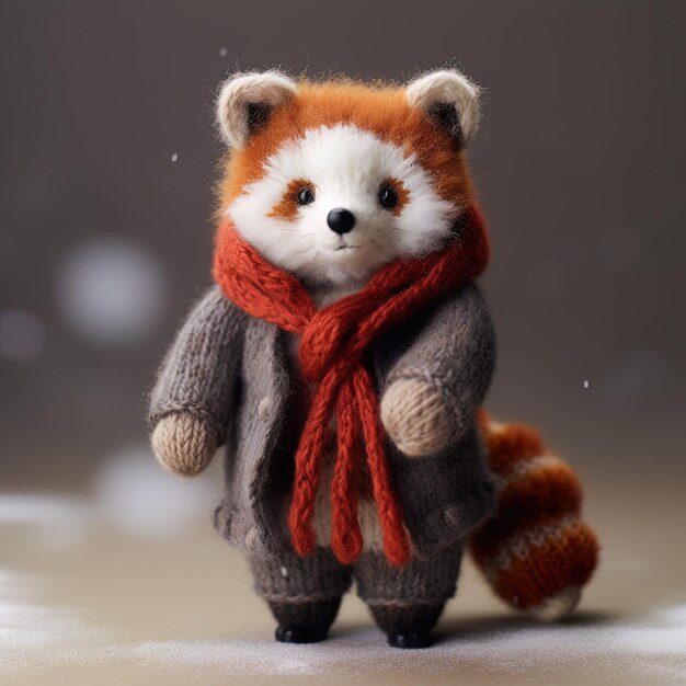 un panda de peluche está usando una bufanda y una bufanta