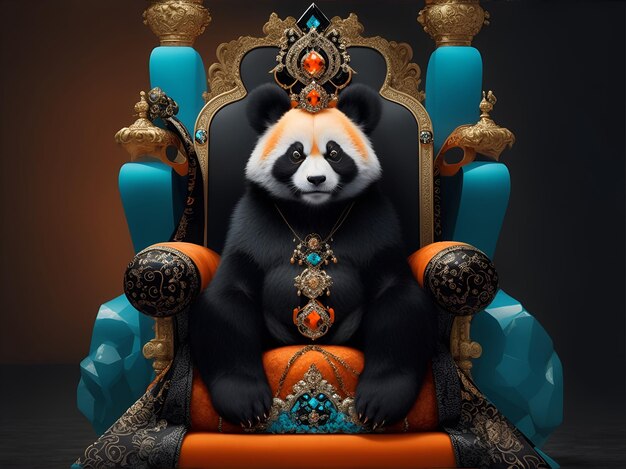 Foto panda real no trono gerado pela ia