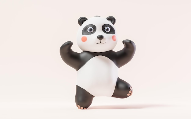 Panda con representación 3d de estilo de dibujos animados