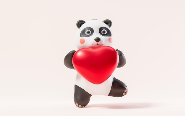 Panda con representación 3d de estilo de dibujos animados
