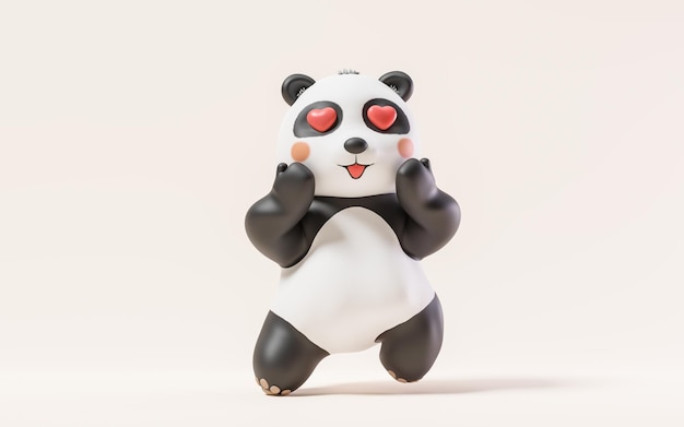 Panda con representación 3d de estilo de dibujos animados