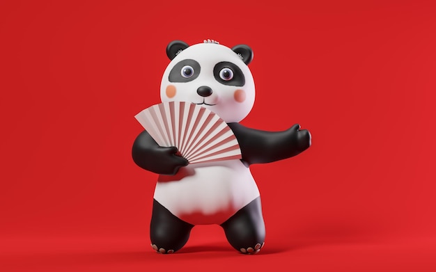 Panda con representación 3d de estilo de dibujos animados