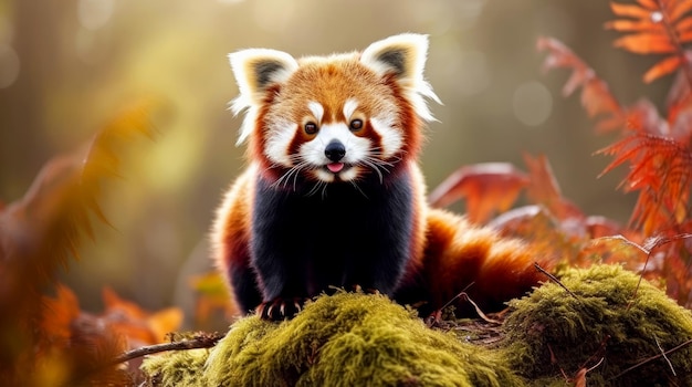 Panda rojo de cerca en peligro de extinción salvaje