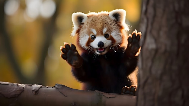 Foto el panda rojo o panda menor ailurus fulgens