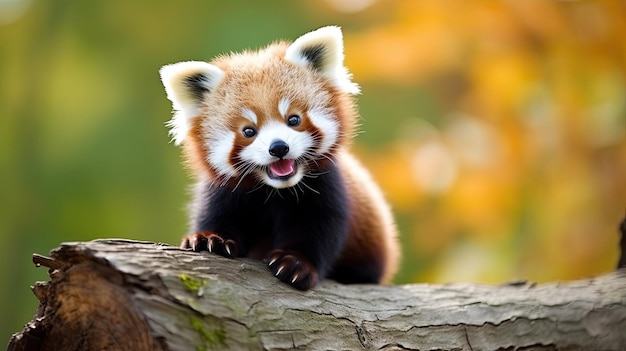 Un panda rojo en la rama de un árbol