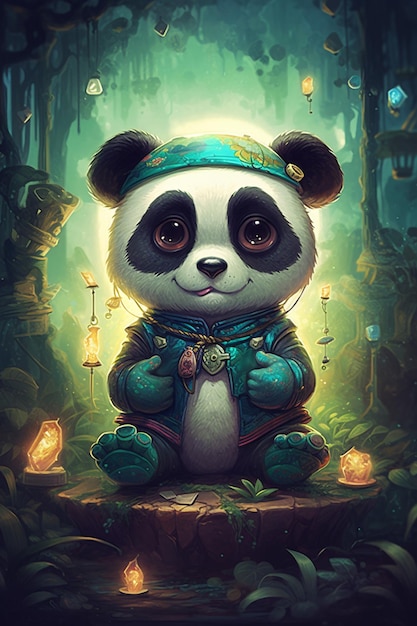 Panda's Dreamland Um pequeno e fofo panda em um mundo de magia e maravilhas