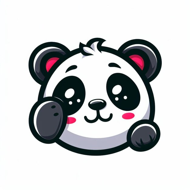 Panda sentado excitado bonito criativo kawaii desenho animado mascote logotipo ai imagem