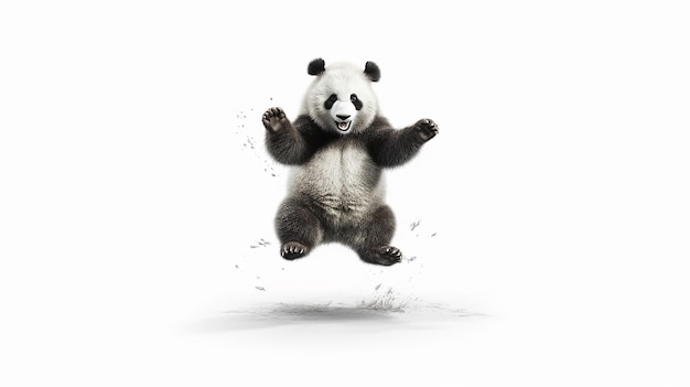 Panda sitzt auf weißem Hintergrund Generativ ai