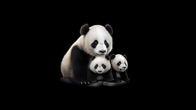 Panda sitzt auf weißem Hintergrund Generativ ai
