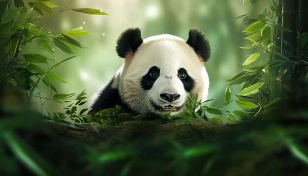 Un panda solitario vive en la naturaleza