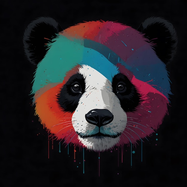 Foto un panda con un sombrero colorido en él