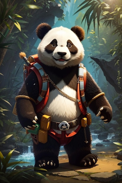 un panda con un sombrero que dice panda