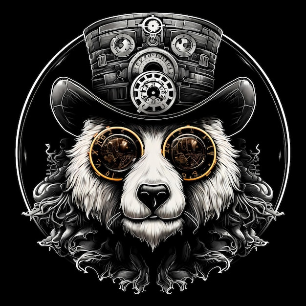 Foto panda con sombrero steampunk google glass