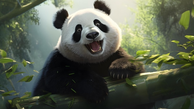 un panda con una sonrisa en la cara