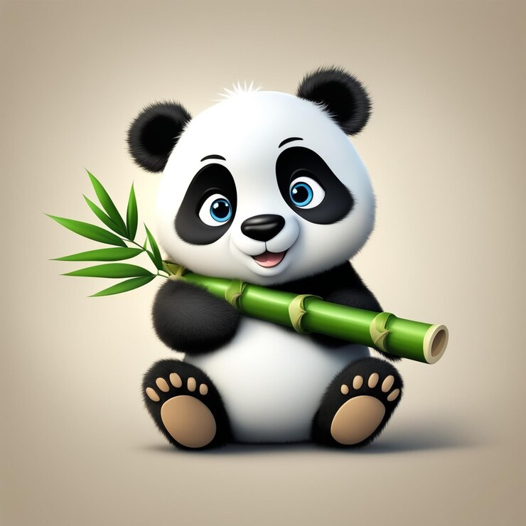 Foto un panda sosteniendo un palo de bambú y un bolígrafo de bambú con un bolígrafos de bambú en él