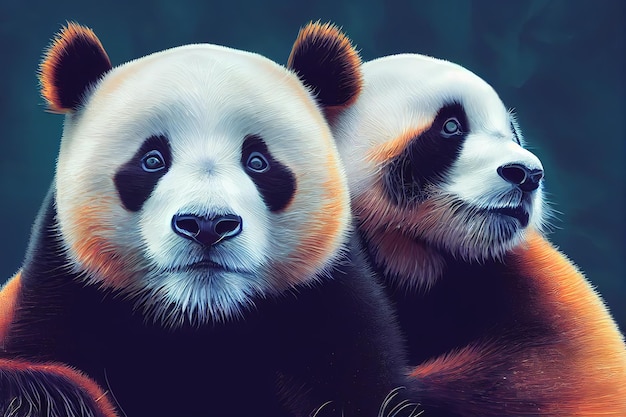 Panda-Tier Porträt eines Pandas Illustrationsmalerei im digitalen Kunststil