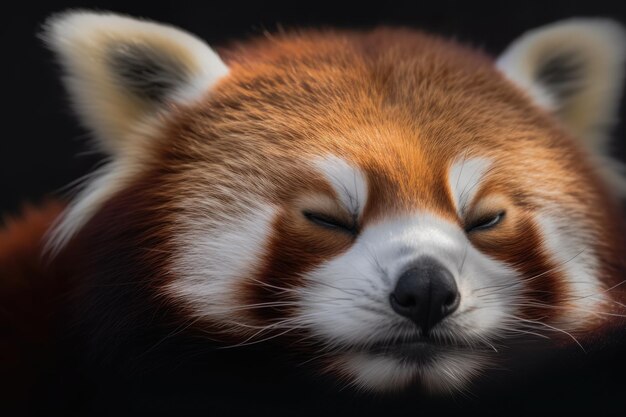 Foto panda vermelho está dormindo alegremente ailurus fulgens um panda vermelho descansando à tarde é divertido e bonito