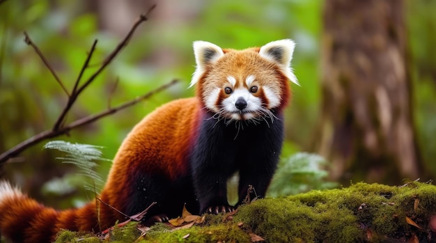 Panda-vermelho fecha na natureza em perigo