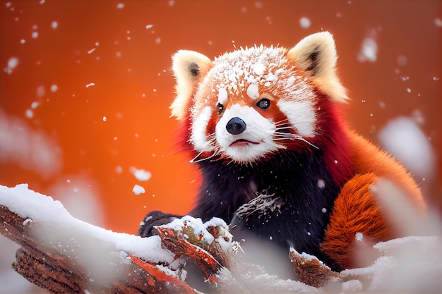 panda vermelho na neve