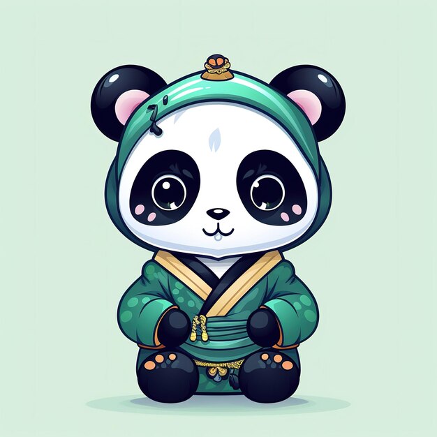 Foto panda vestindo traje tradicional da china