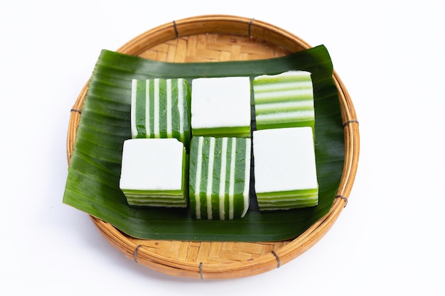 Pandan com sobremesa tailandesa de geléia de leite de coco