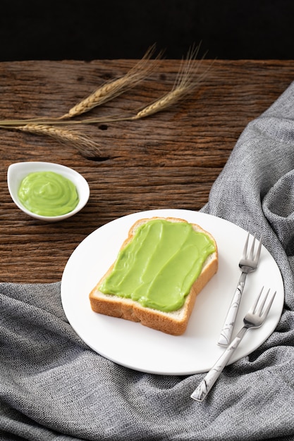 Pandan creme pão tailandês sobremesa doce