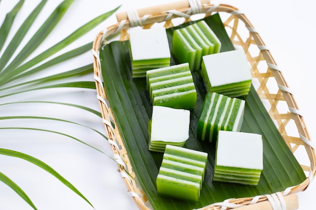 Pandan con gelatina de leche de coco Postre tailandés