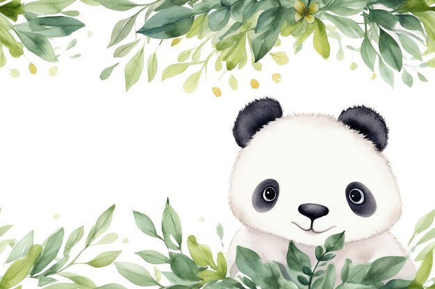 Pandas in einem Blumenfeld mit Aquarellmalerei