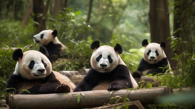 Pandas in einem Wald in China