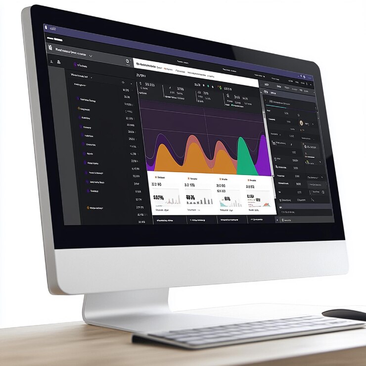 Foto un panel de control de alojamiento de comercio electrónico con análisis de ventas y tráfico