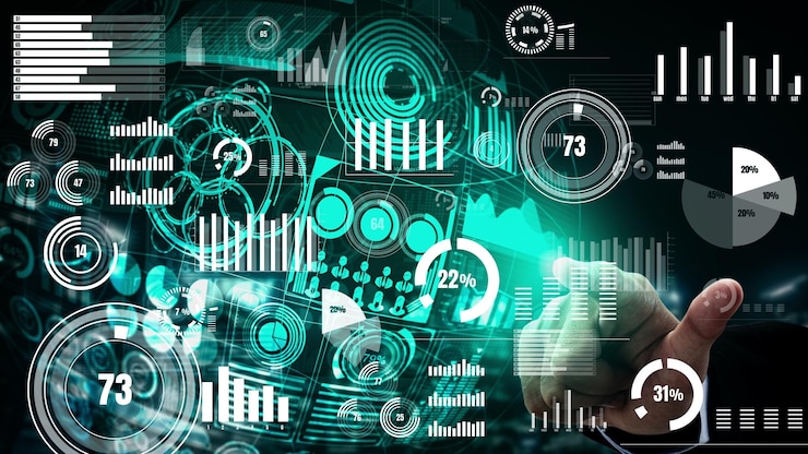 Foto panel de control empresarial conceptual para el análisis de datos financieros